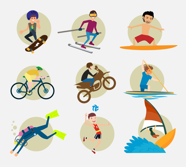 Sports Icons Vector Illustration With Various Colored Styles Free 600x539 Sports Icons Vector Illustration With Various Colored Styles Free