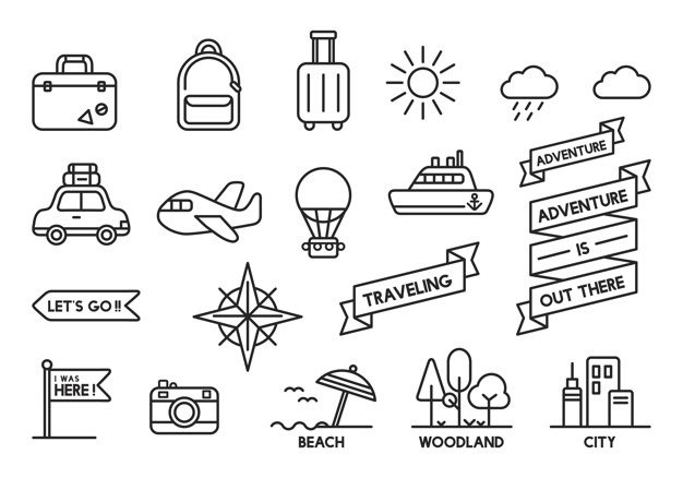 626x438 Illustration Of Travel Icons Set Vector Free Download