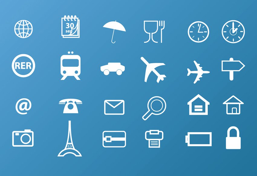 850x584 Travel Icons Vector Art Graphics