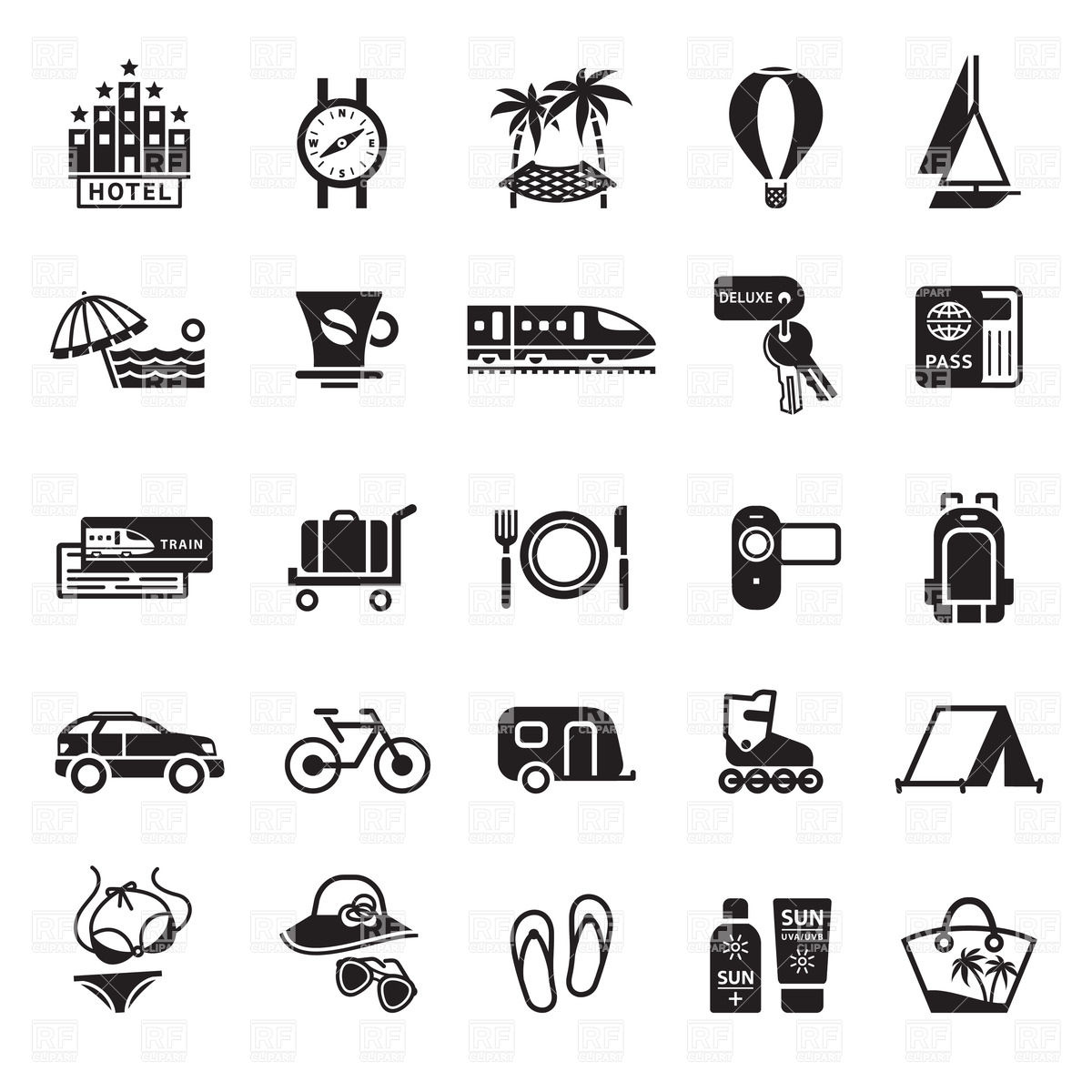 1200x1200 Vacation, Travel And Trip Icons Vector Image Of Travel