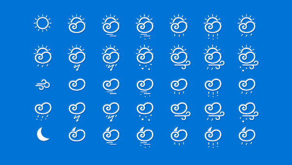 600x340 Weather Icons Free Vector Format Download