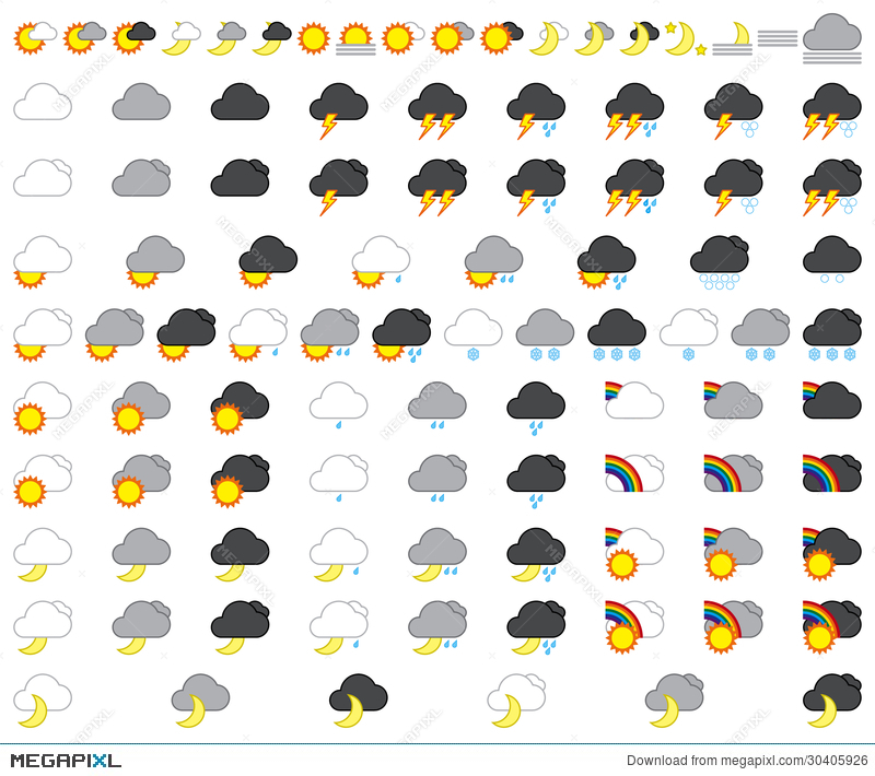 800x710 Weather Icon Set Illustration