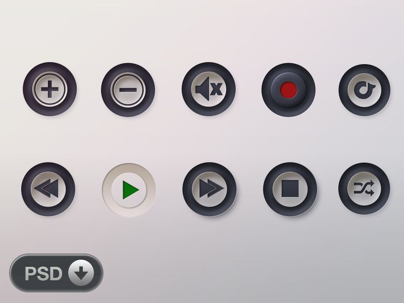 800x600 Free Music Player Button Set Ui Buttons Icon Free
