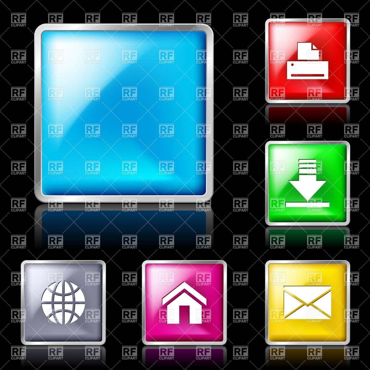 1200x1200 Glossy Glass Button With Website Icons Vector Image Of Signs