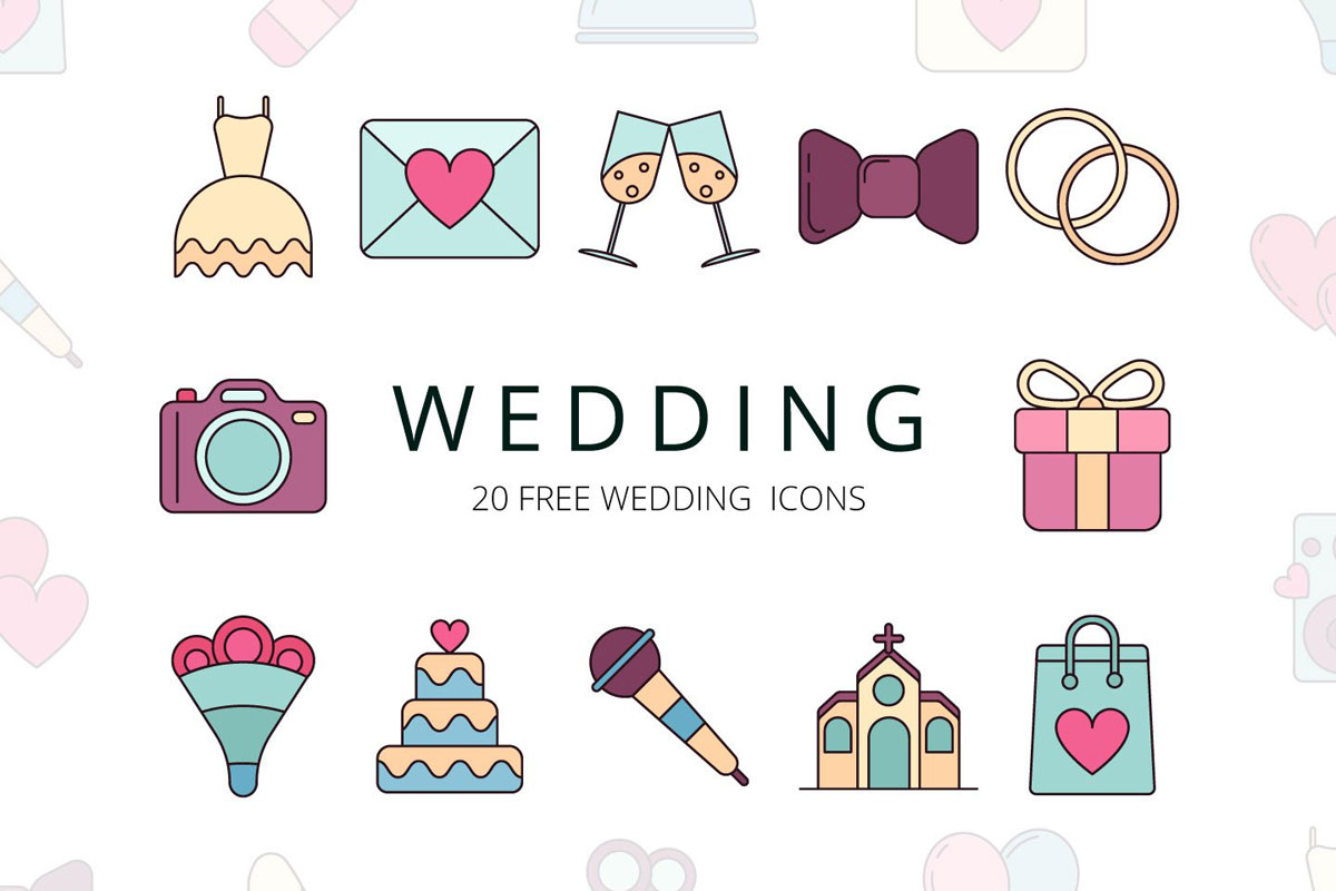 1200x800 Free Wedding Vector Icon Set
