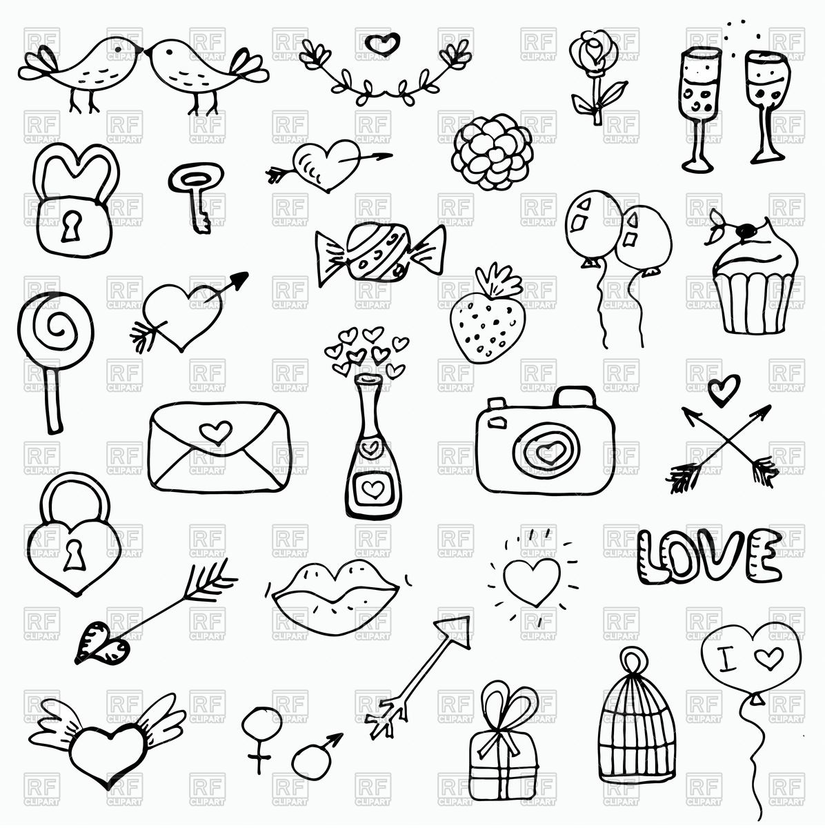 1196x1200 Hand Drawn Sketchy Style Icons