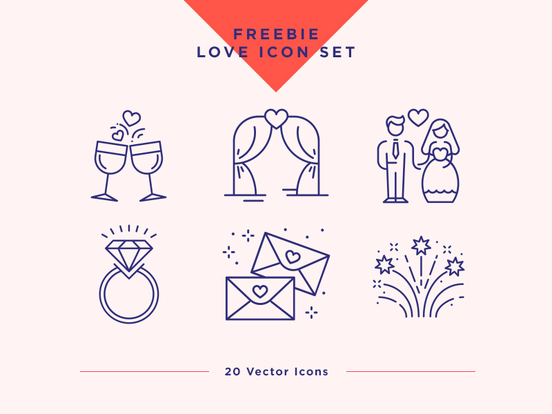 800x600 Wedding Love Icons Set Freebie