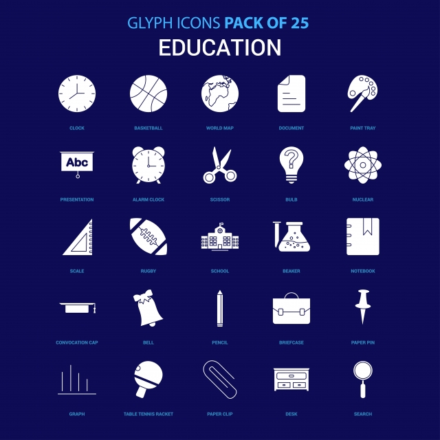 640x640 Education White Icon Over Blue Background Icon Pack, Alarm