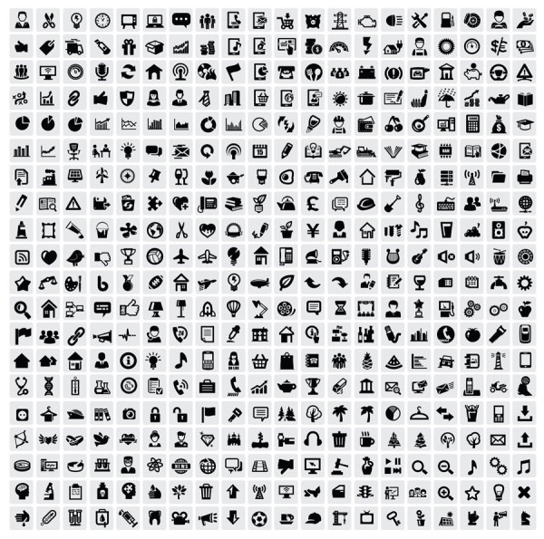 600x595 Huge Collection Of Black And White Icons Vector Free Download