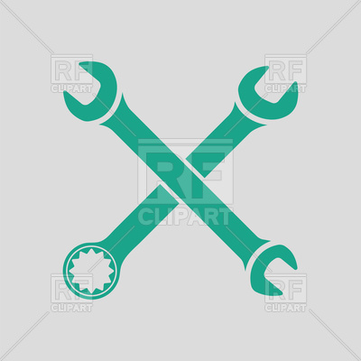 400x400 Crossed Wrench Icon On Gray Background