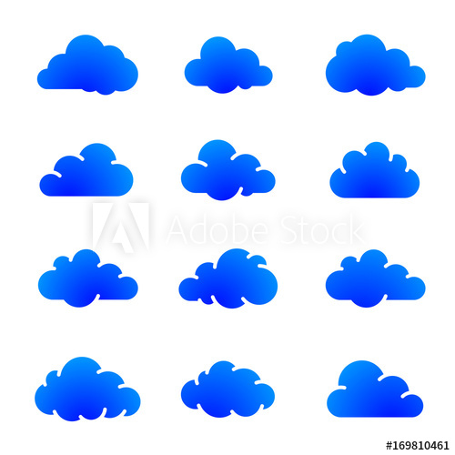 500x500 Blue Cloud Icons On White Vector Icon Set Of Clouds