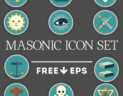 404x316 Selfinitiated Set Of Masonic Icons In Flat Style Icons