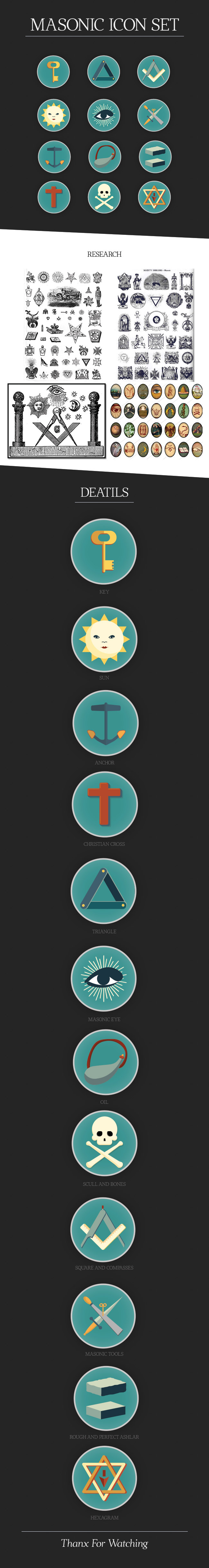 650x4874 Flat Freemason Icon Set On Behance