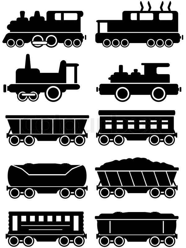600x800 Set Isolated Trains With Freight And Stock Vector Colourbox