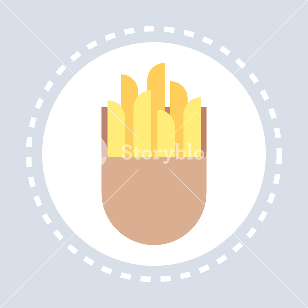 1000x1000 Fastfood Sign French Fries Icon Unhealthy Food Concept Flat Vector