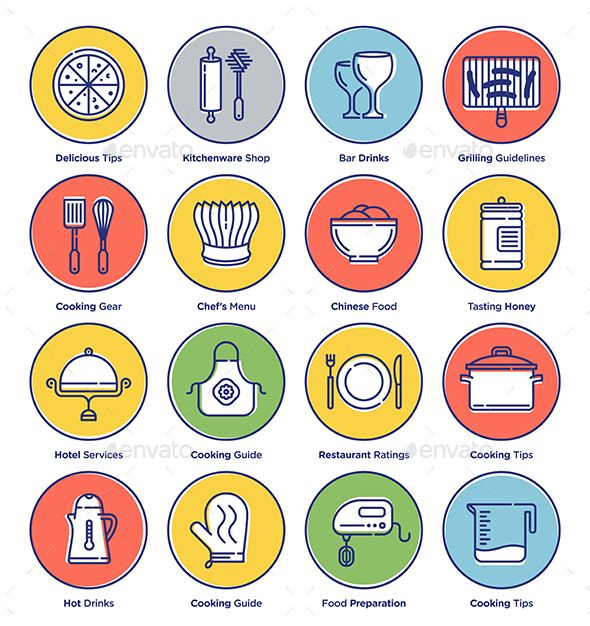 Food Line Offset Icon Set 590x626 Food Line Offset Icon Set
