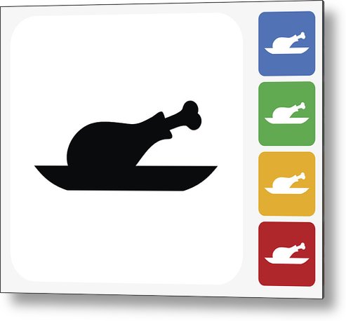 493x458 Fried Chicken Icon Flat Graphic Design Metal Print