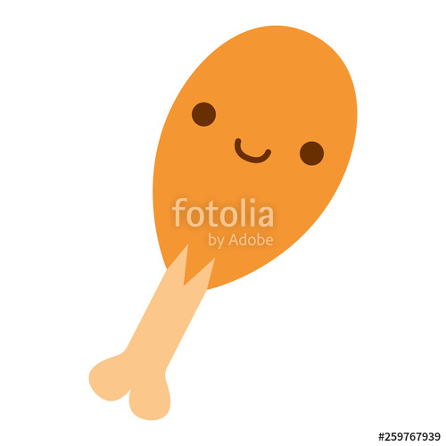 500x500 Cartoon Fried Chicken Icon Isolated On White Background Stock