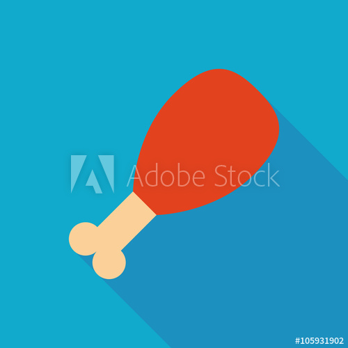 500x500 Fried Chicken Icon With Long Shadow Flat Style Vector