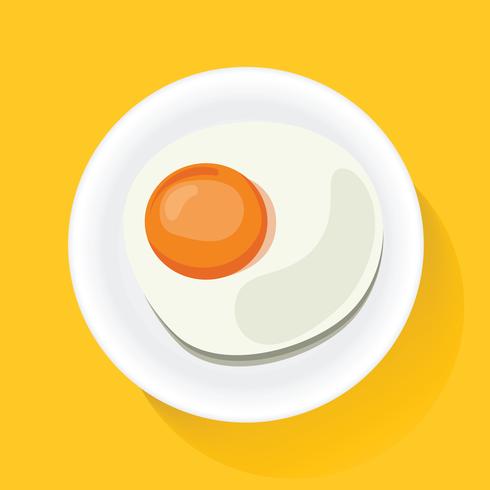 490x490 Fried Egg On Plate Breakfast Food Icon Illustration Vector