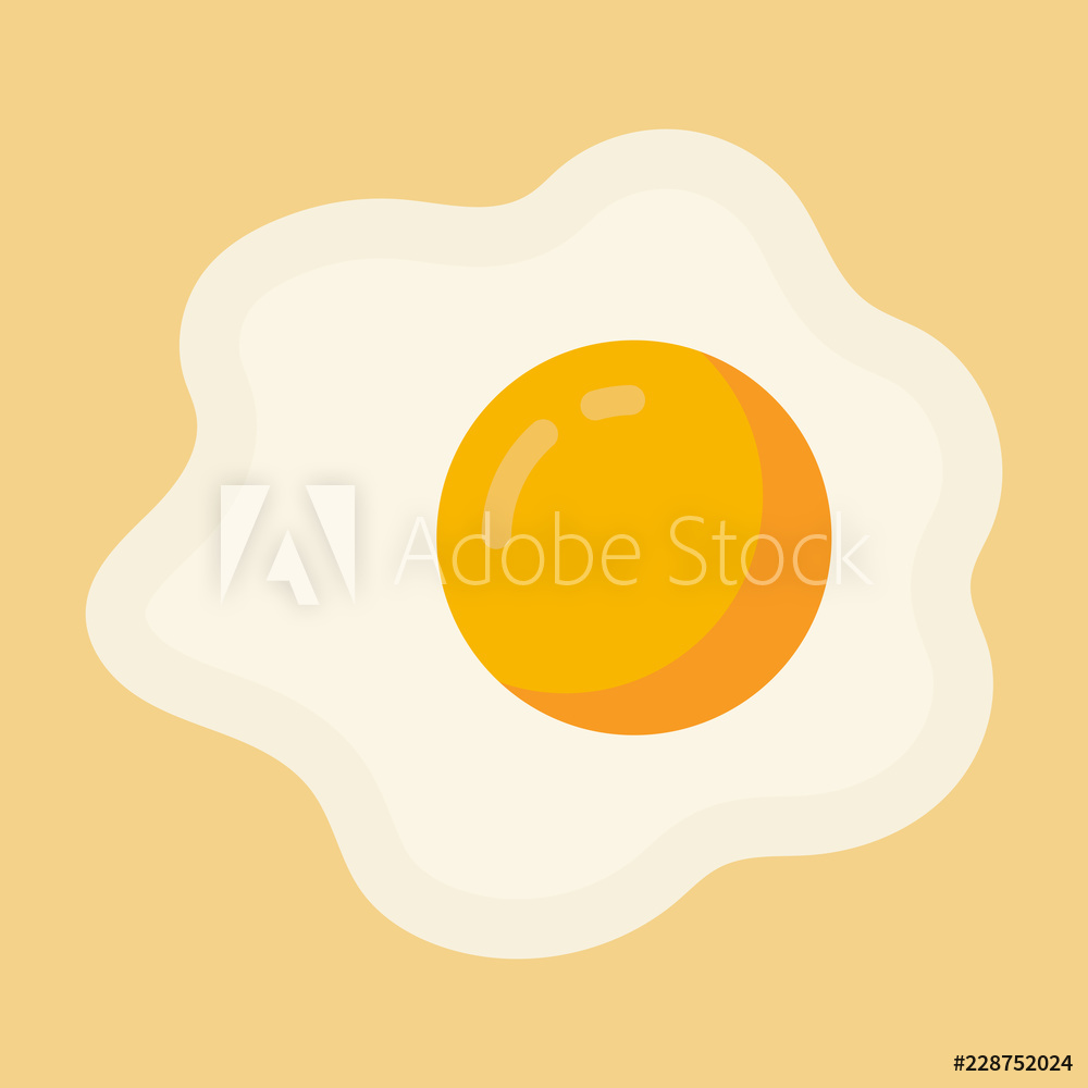 1000x1000 Fotografie, Obraz Simple, Flat Fried Egg Iconillustration