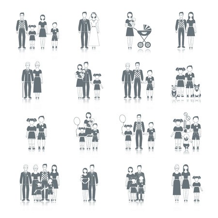 450x450 Family Icon Black Set With Loving Couple Male And Female Friends