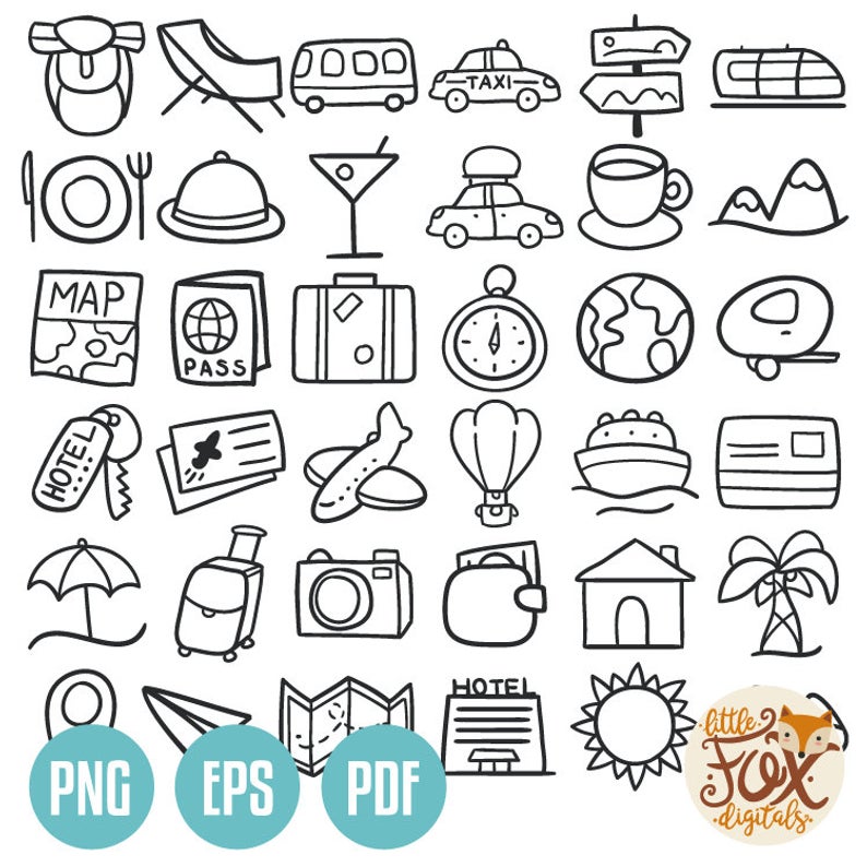 794x794 Travel Icons Friends And Family Trip Holidays Summer Etsy