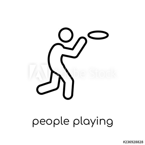 500x500 People Playing Frisbee Icon Icon Trendy Modern Flat Linear Vect