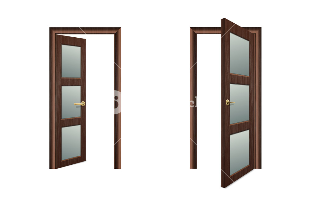 1000x665 Vector Realistic Different Opened And Closed White Wooden Door