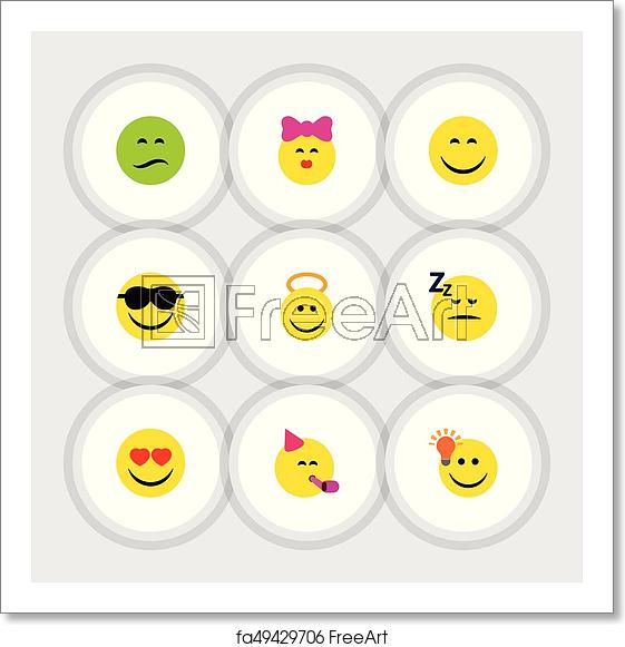 Free Art Print Of Flat Icon Face Set Of Asleep, Frown, Love 561x581 Free Art Print Of Flat Icon Face Set Of Asleep, Frown, Love