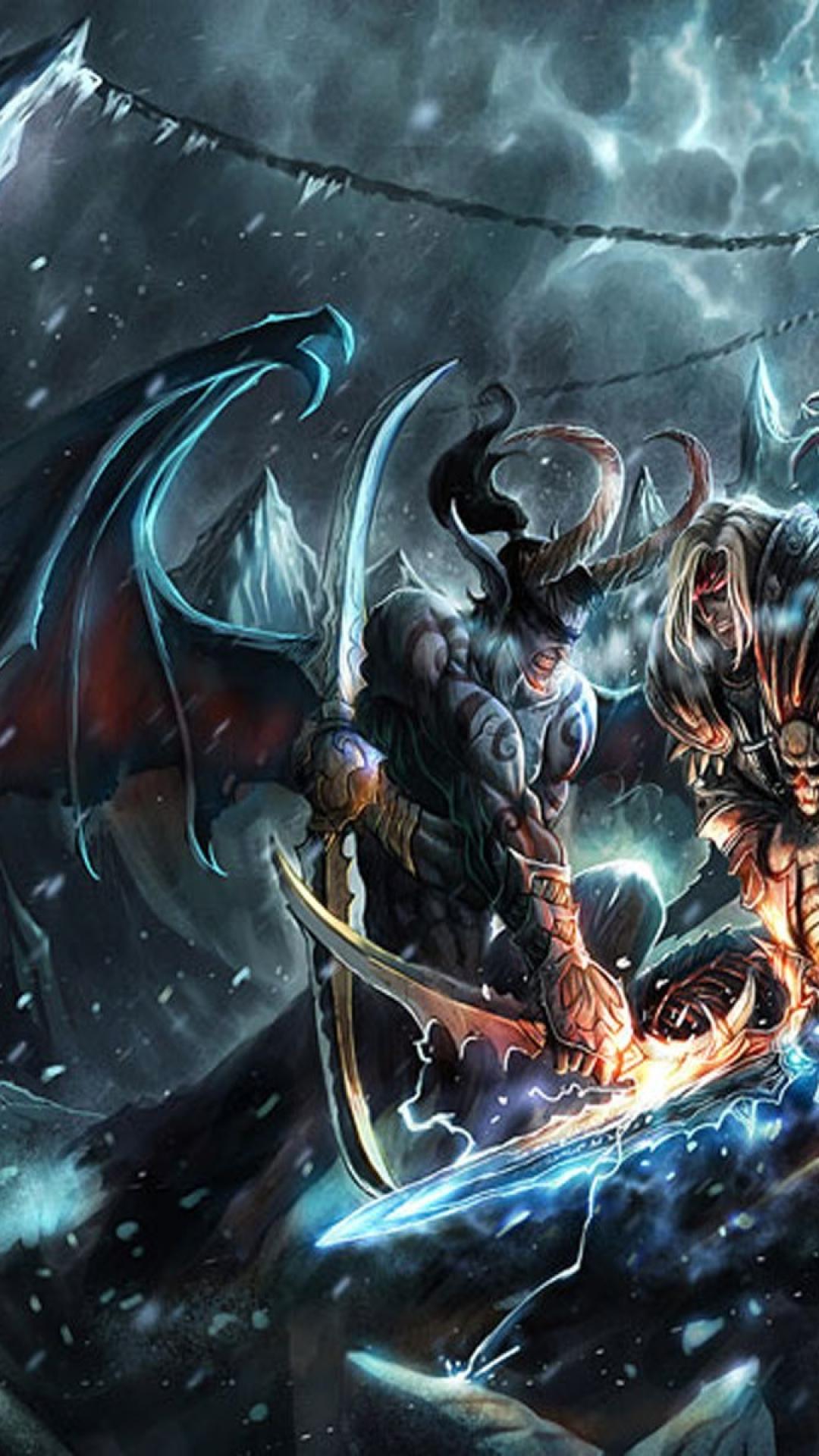 1080x1920 Of Warcraft Illidan Stormrage Arthas Frozen Throne Wallpaper