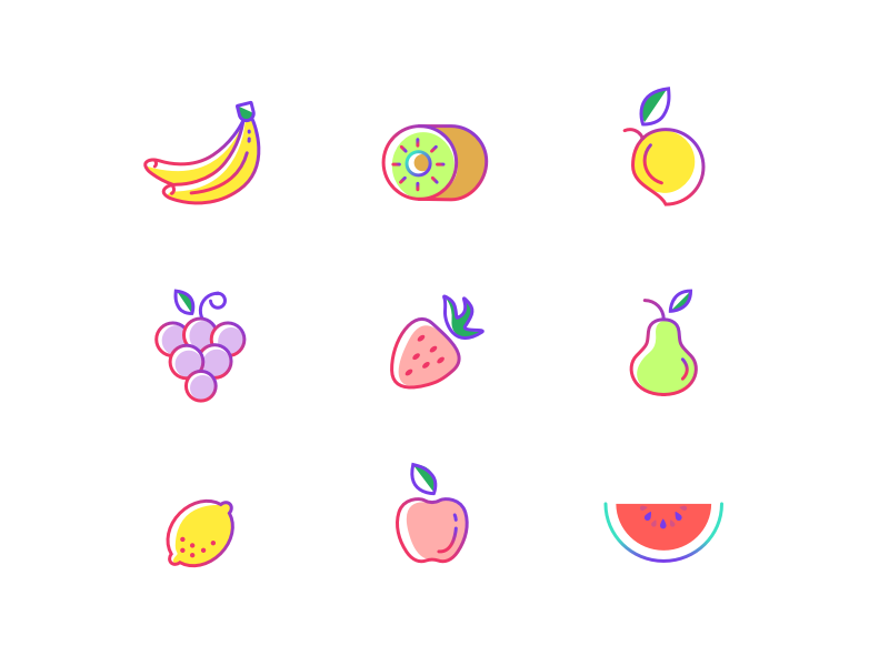 800x600 Fruit Icons Sketch Freebie
