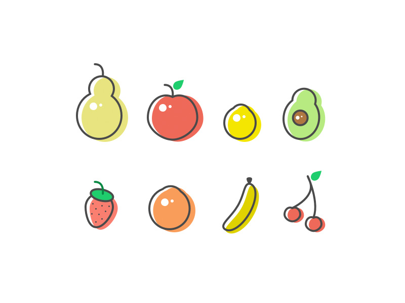 800x600 Fruit Icons Sketch Freebie