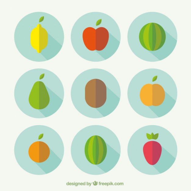 626x626 Fruit Icons In Flat Design Vector Free Download