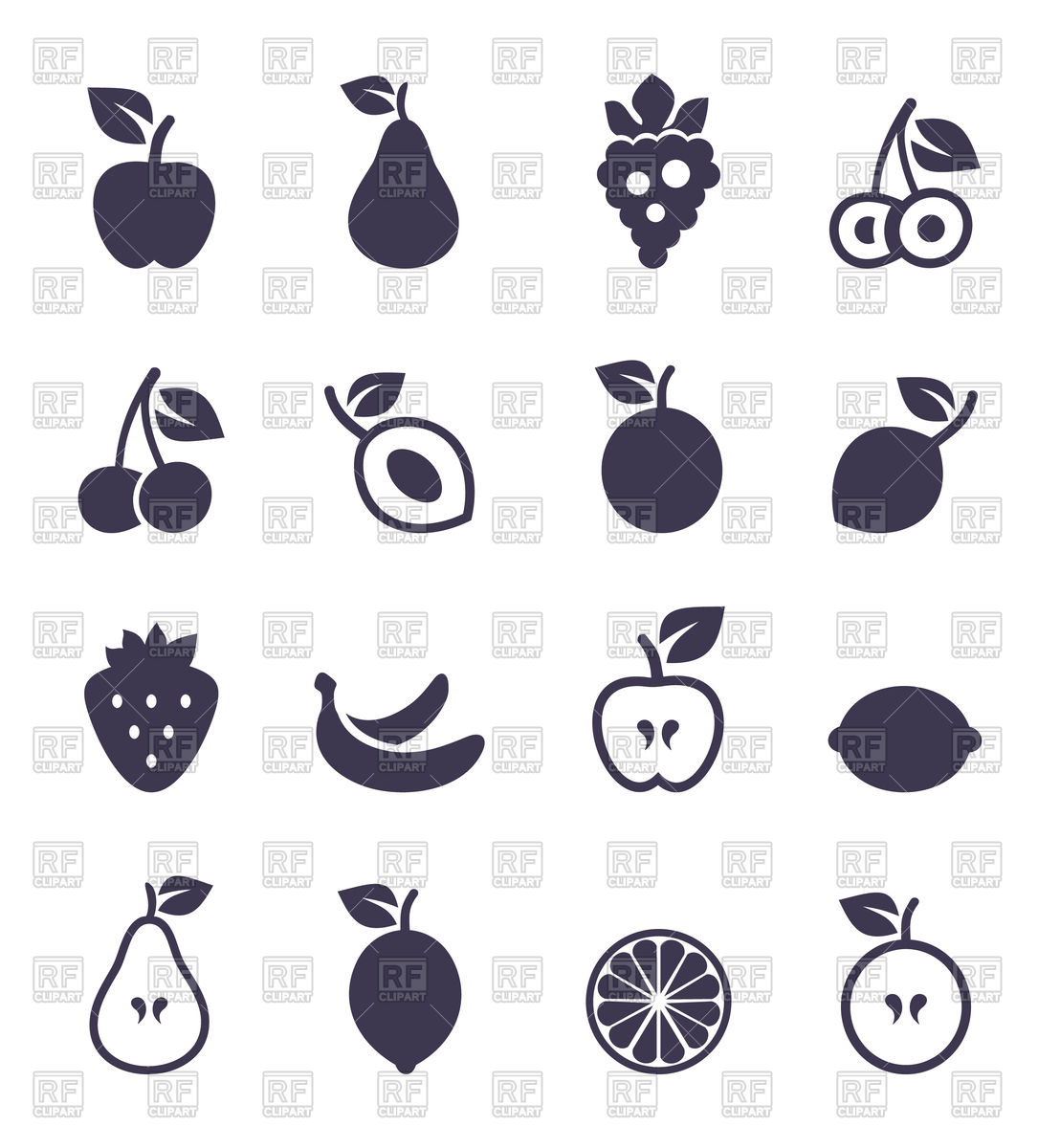 1108x1200 Set Of Fruit Icons Vector Image Of Food And Beverages