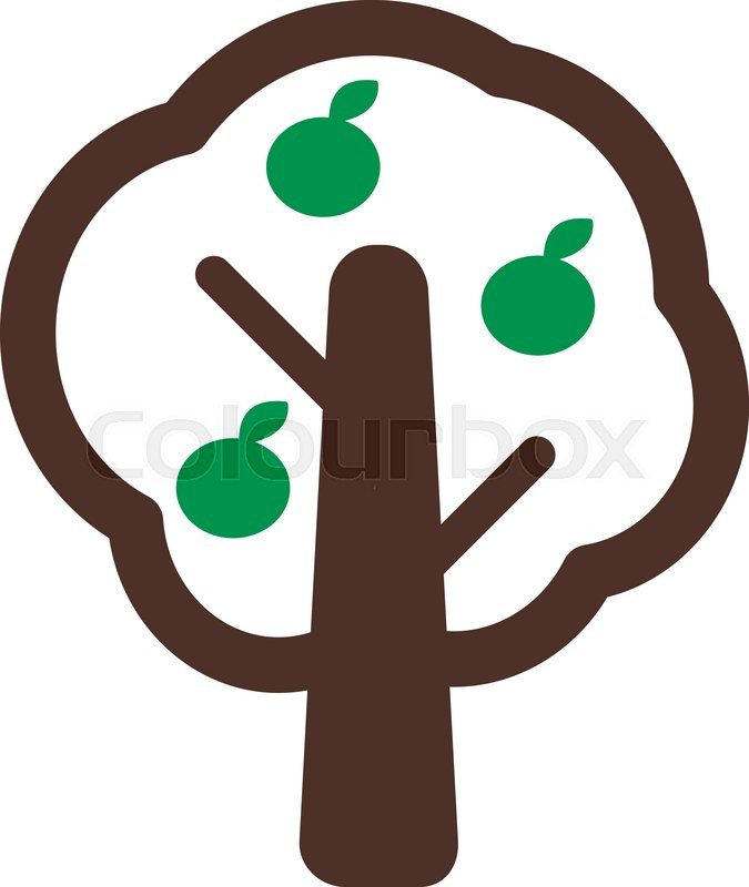 675x800 Fruit Tree Icon Outline Field Stock Vector Colourbox