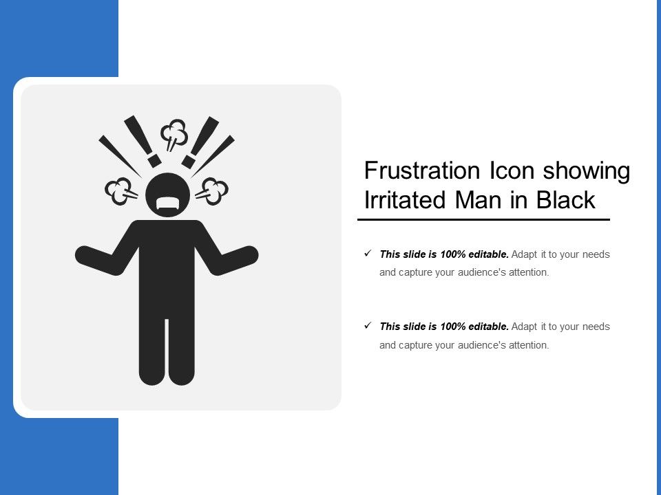 960x720 Frustration Icon Showing Irritated Man In Black Ppt Images