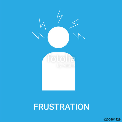 500x500 Frustration Icon On Blue Background, In White, Vector Icon
