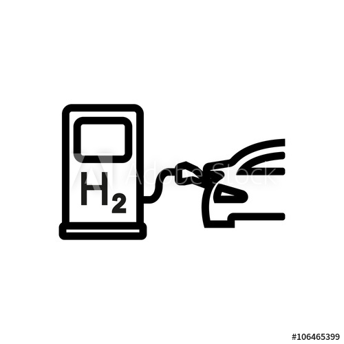 500x500 Vector Line Car Hydrogen Station Icon Fuel Cell Car