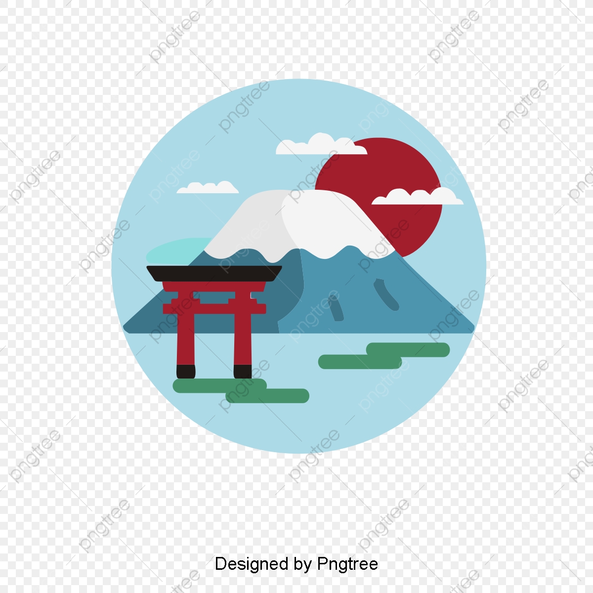1200x1200 Simple Japanese Decorative Design, Mount Fuji, Icon, Japanese Png