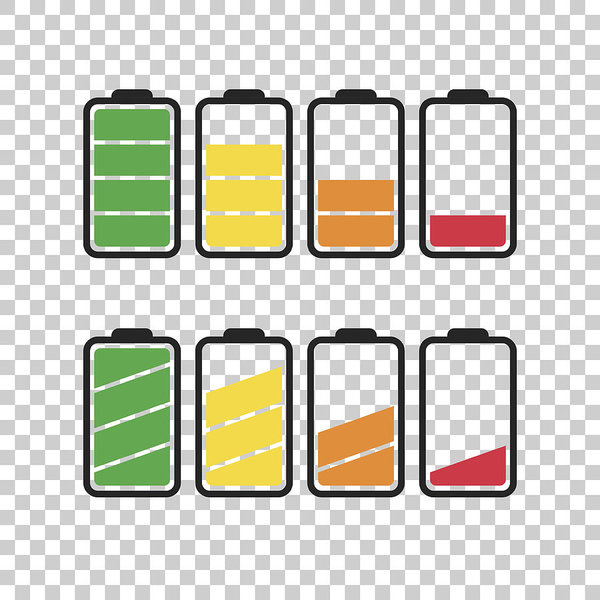 600x600 Battery Icon Vector Set On Isolated Background Symbols Of Battery