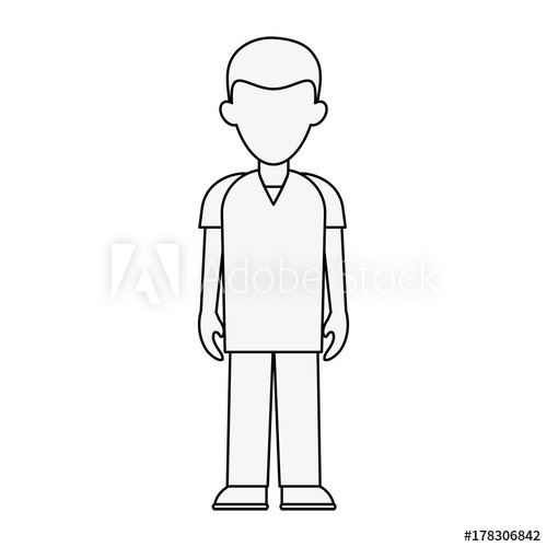 500x500 Man Avatar Full Body Icon Image Vector Illustration Design Black