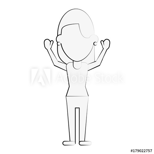 500x500 Woman With Arms Up Avatar Full Body Icon Image Vector Illustration