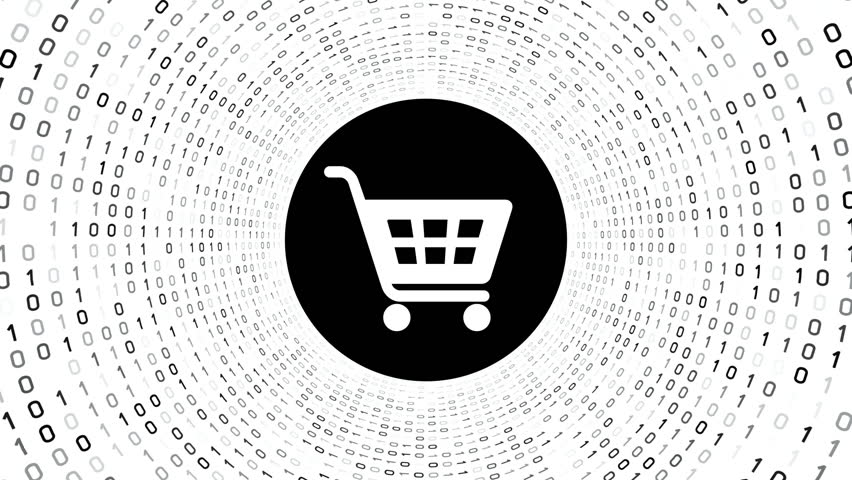852x480 White Shopping Cart Icon Form Stock Footage Video