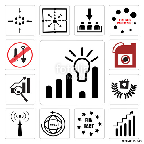 Set Of Pictive Analytics, Continuous Improvement, Fun Fact 500x500 Set Of Pictive Analytics, Continuous Improvement, Fun Fact