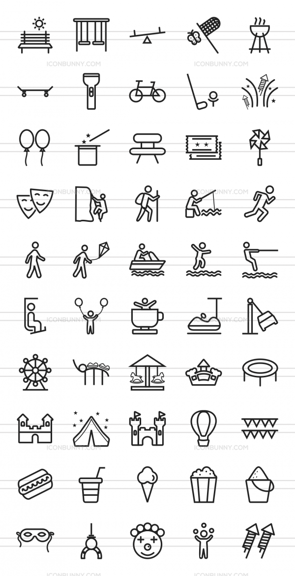 600x1171 Outdoor Fun Line Icons