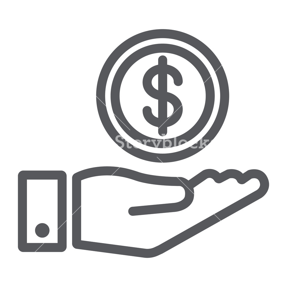 1000x1000 Funding Line Icon, Finance And Banking, Money In Hand Sign, Vector