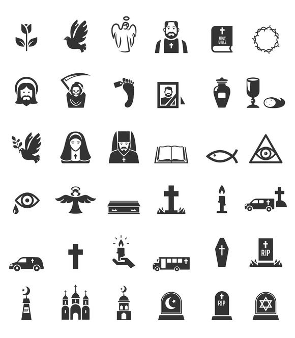 580x664 Funeral Icon Set