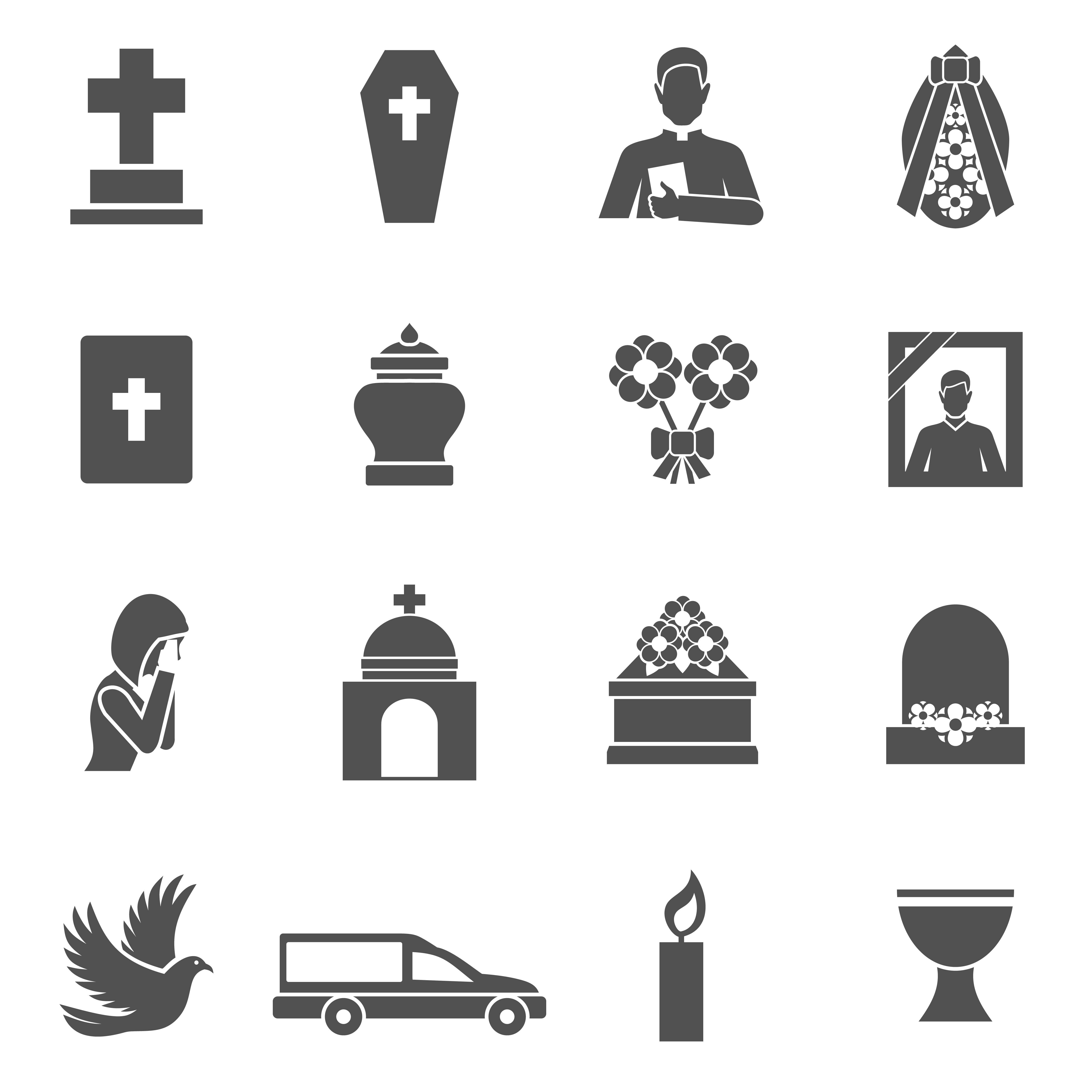 5000x5000 Funeral Icons Set Vector