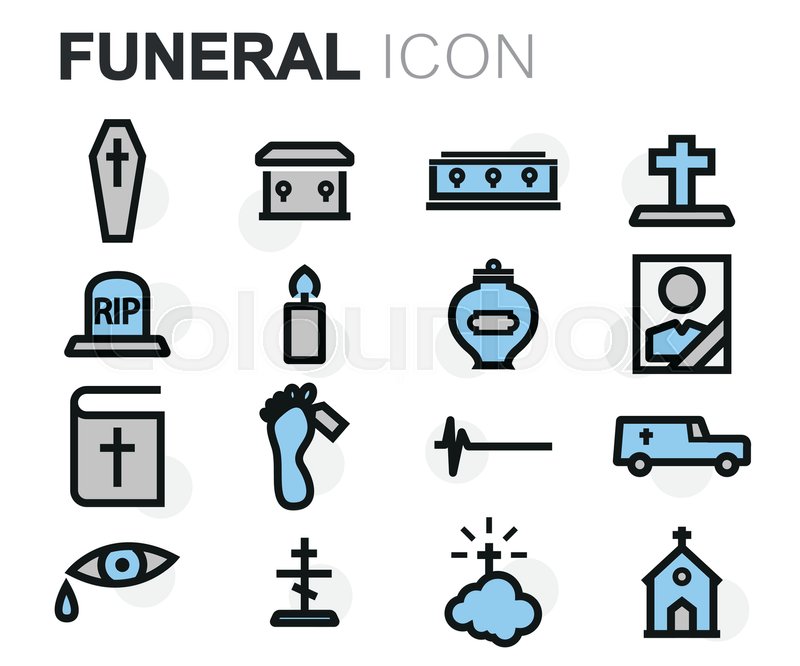 800x666 Vector Flat Line Funeral Icons Set On Stock Vector Colourbox
